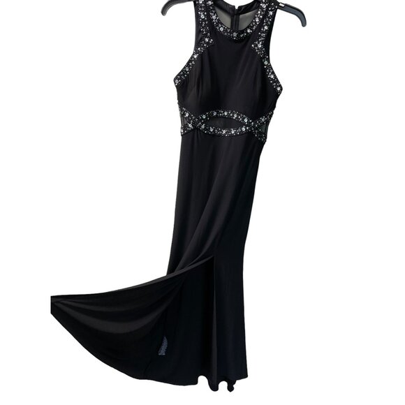 Morgan & Co Womens Formal Evening Long Maxi Dress Rhinestones Black Size 7/8 - Picture 5 of 9